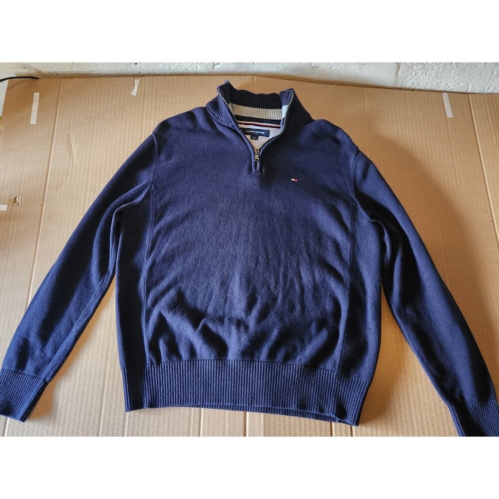 Mens Tommy Hilfiger Shirt - Navy Blue - Long Sleeve - Medium